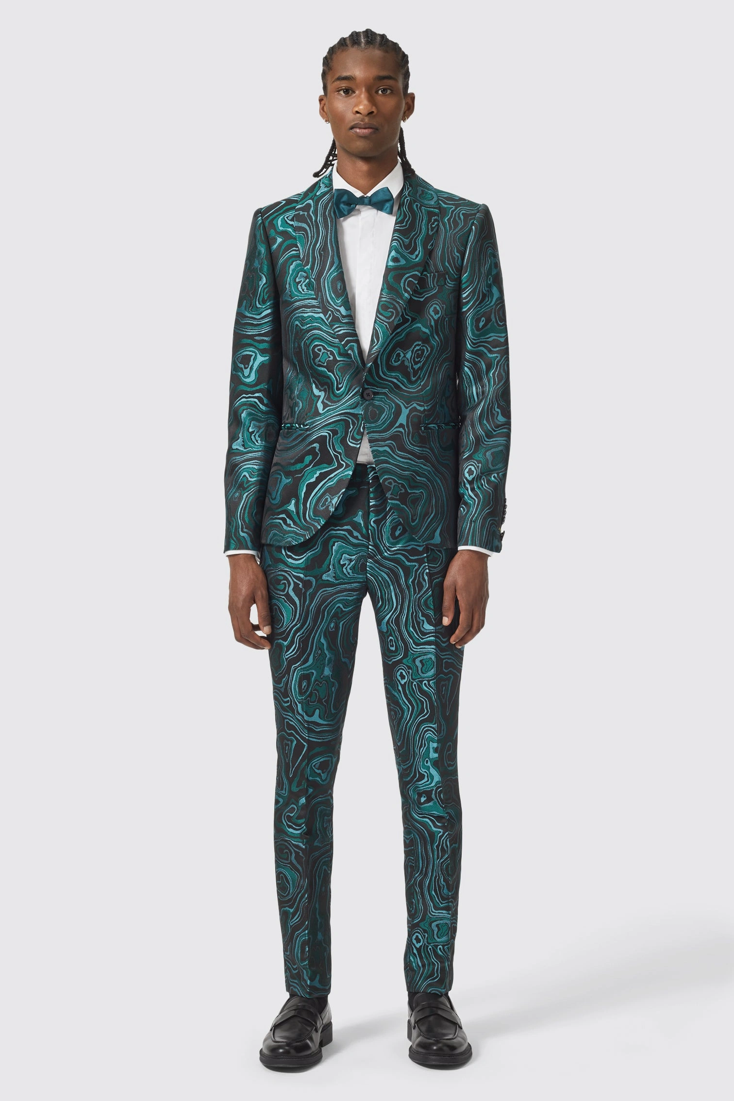 Chaqueta jacquard verde Adichie: Elegancia Slim Fit para un look audaz y sofisticado.