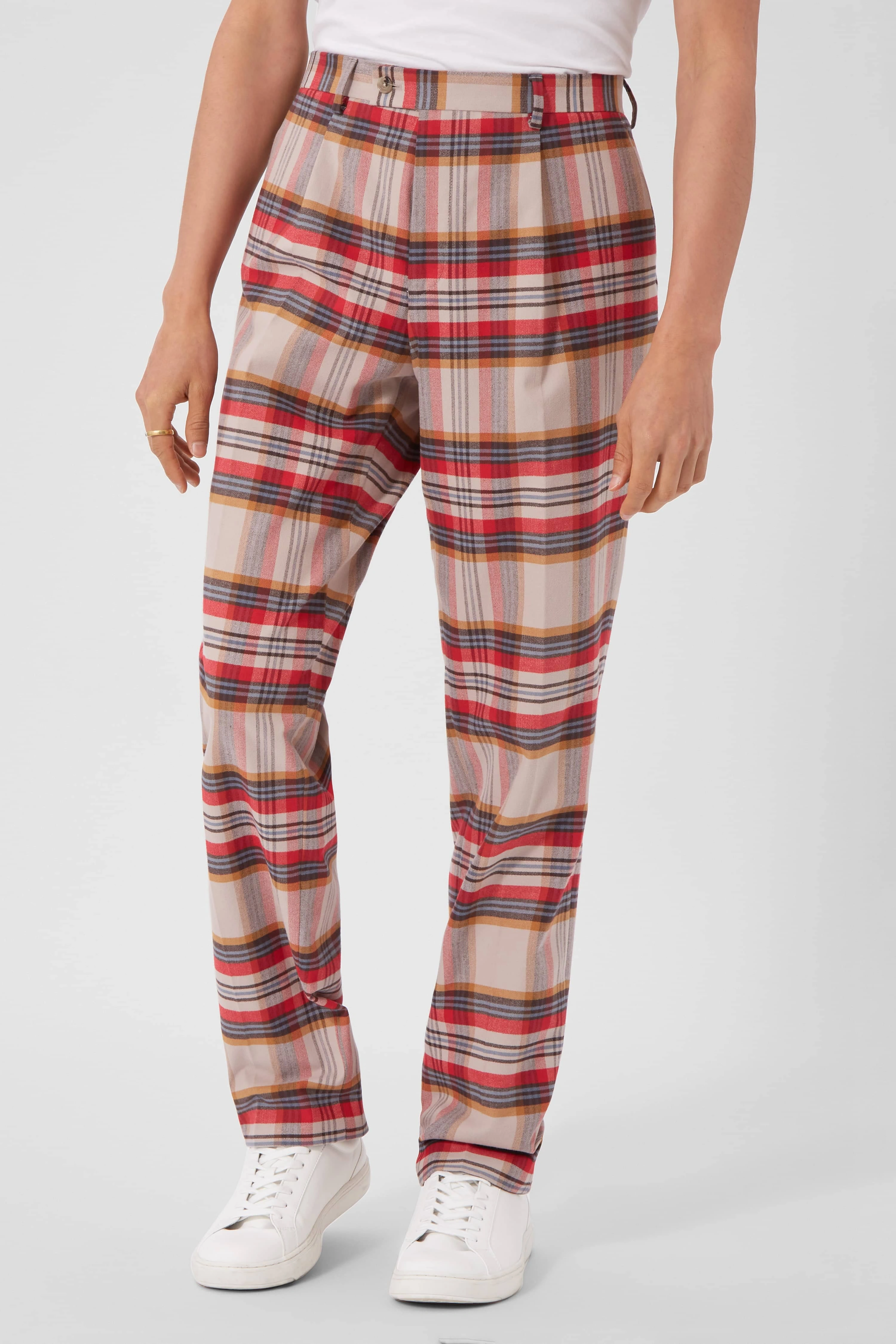 Pantalones a cuadros rojos oversize Abidal, algodón puro - ¡Un clásico reinventado!